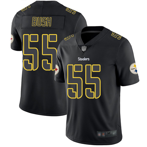 Men Pittsburgh Steelers Football #55 Limited Black Devin Bush Rush Impact Nike NFL Jersey